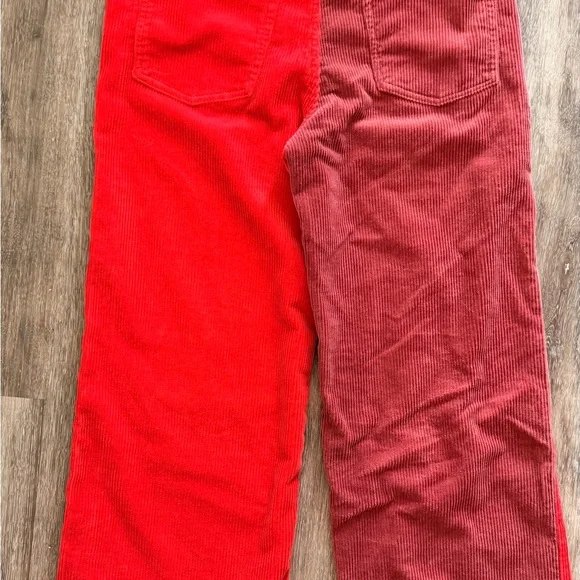 Brixton Two-Tone Red and Burgundy Wide-Leg Corduroy Jeans - Picture 8 of 9